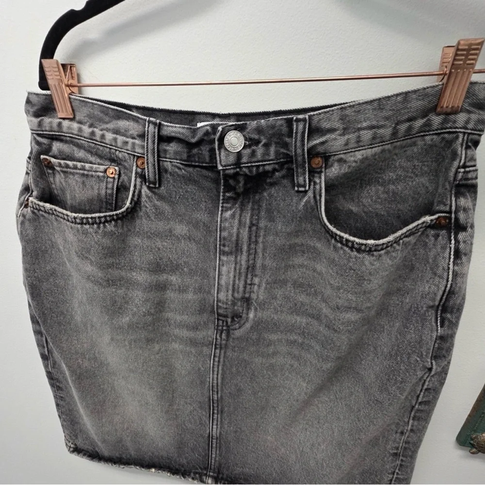 Re/Done Vintage Denim Charcoal Mini Skirt $305 retail